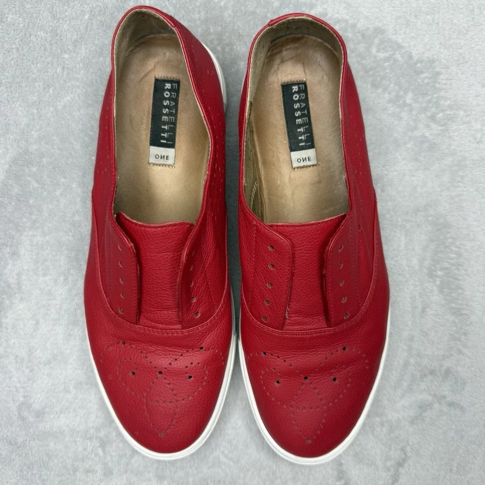 Fratelli Rossetti Hobo Sport Women's 38 Red Leather Platform Slip On Sneakers - Picture 4 of 9